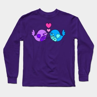 Love Birds (Purple and Blue) - Purple Long Sleeve T-Shirt